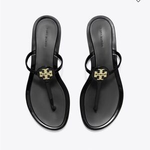 Mini Miller Jelly Sandal Tory Burch Black Sandals with Gold Emblem